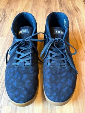 NOBULL Men's Dark Blue Patterned Trainers with Gum Sole
